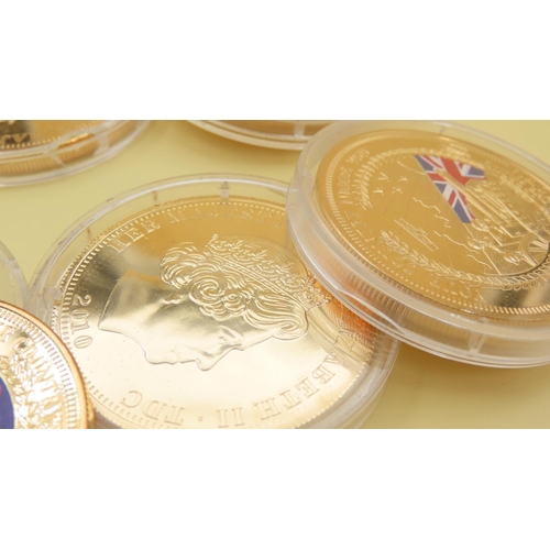 473 - Six Silver 24 Carat Gold Deep Plated Coins