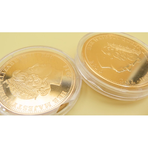 473 - Six Silver 24 Carat Gold Deep Plated Coins