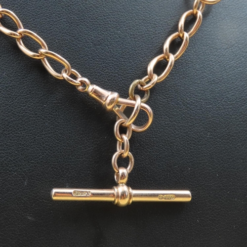 479 - 9 Carat Rose Gold T-Bar Necklace or Pocket Watch Chain 40cm Long