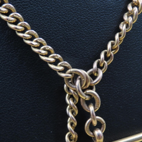 480 - 9 Carat Yellow Gold T-Bar Chain Necklace 40cm Long