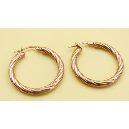 481 - Pair of 9 Carat Yellow Gold Twist Form Hoop Earrings 2cm Diameter