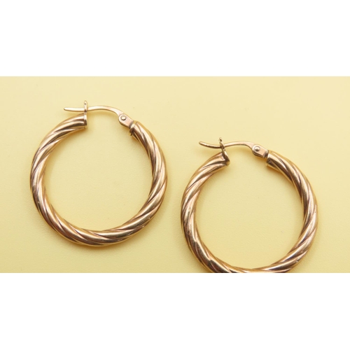 481 - Pair of 9 Carat Yellow Gold Twist Form Hoop Earrings 2cm Diameter