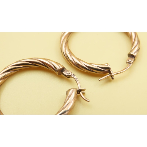 481 - Pair of 9 Carat Yellow Gold Twist Form Hoop Earrings 2cm Diameter