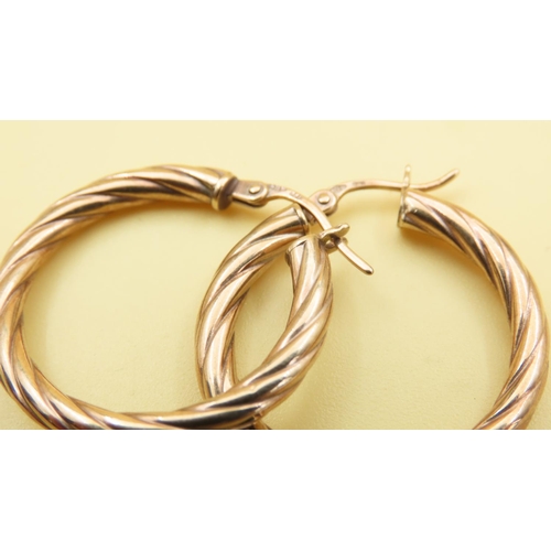 481 - Pair of 9 Carat Yellow Gold Twist Form Hoop Earrings 2cm Diameter