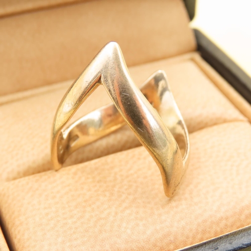 485 - 9 Carat Yellow Gold Wishbone Modernist Form Ring Size R