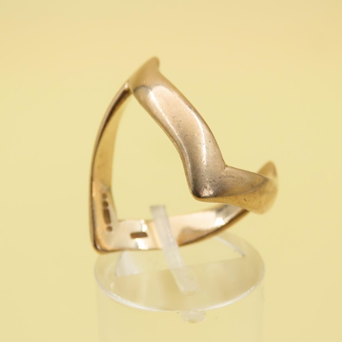 485 - 9 Carat Yellow Gold Wishbone Modernist Form Ring Size R