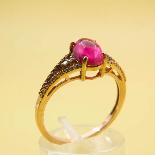 488 - Pink Spinel Center Stone Ring Further Diamond Inset to Shoulders  Mounted on 9 Carat Yellow Gold Ban... 