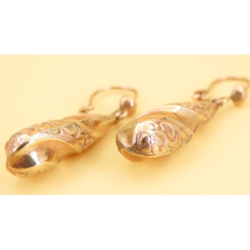 49 - Pair of 9 Carat Yellow Gold Drop Earrings Each 3cm Drop
