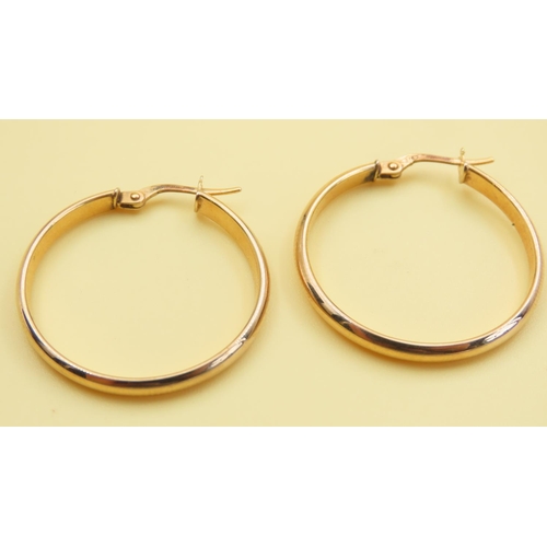 500 - Pair of 9 Carat Yellow Gold Hoop Earrings 3cm Diameter