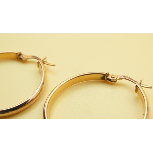 500 - Pair of 9 Carat Yellow Gold Hoop Earrings 3cm Diameter