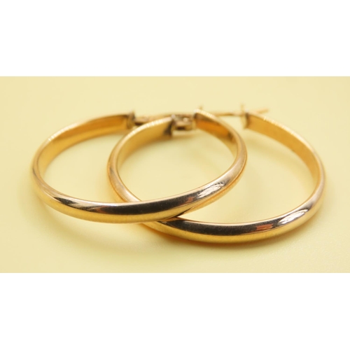 500 - Pair of 9 Carat Yellow Gold Hoop Earrings 3cm Diameter