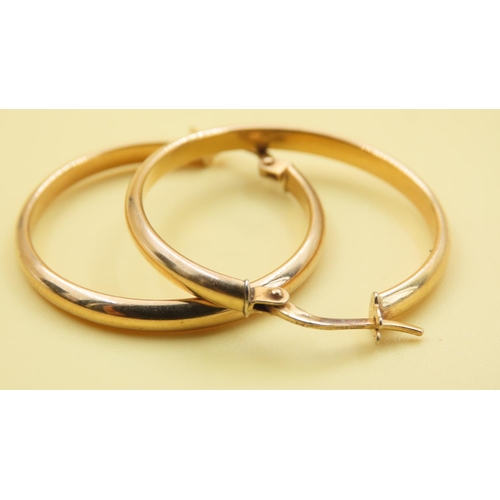 500 - Pair of 9 Carat Yellow Gold Hoop Earrings 3cm Diameter