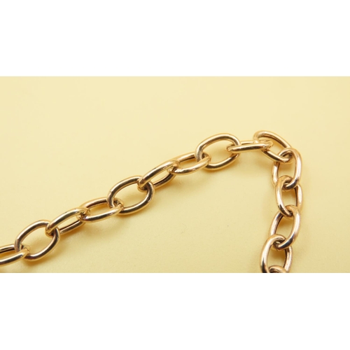 501 - 9 Carat Yellow Gold Cable Link Bracelet with Heart Motif Charm 17cm Long