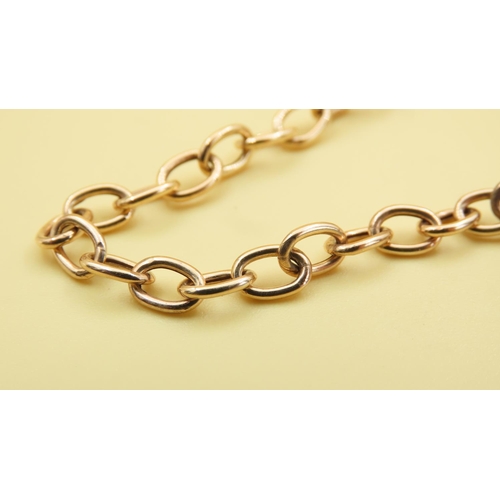 501 - 9 Carat Yellow Gold Cable Link Bracelet with Heart Motif Charm 17cm Long