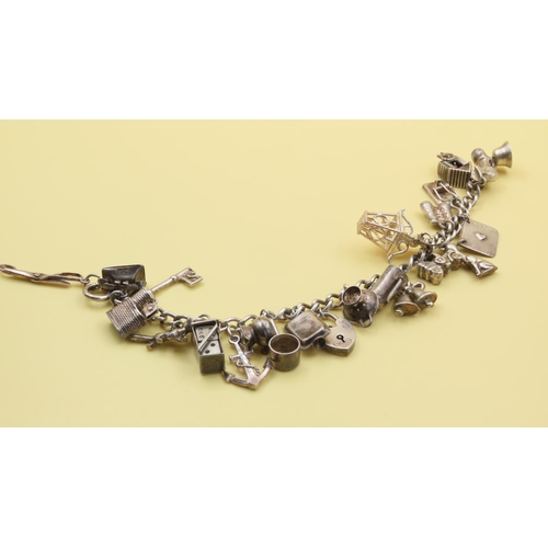 509 - Silver Charm Bracelet 18cm Long