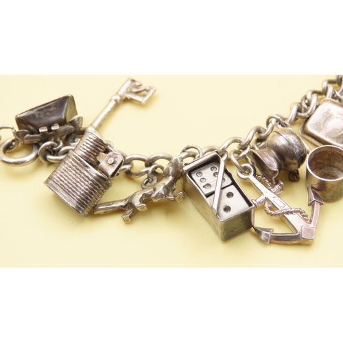 509 - Silver Charm Bracelet 18cm Long