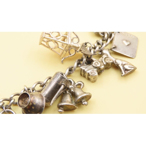 509 - Silver Charm Bracelet 18cm Long