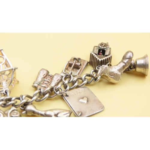 509 - Silver Charm Bracelet 18cm Long