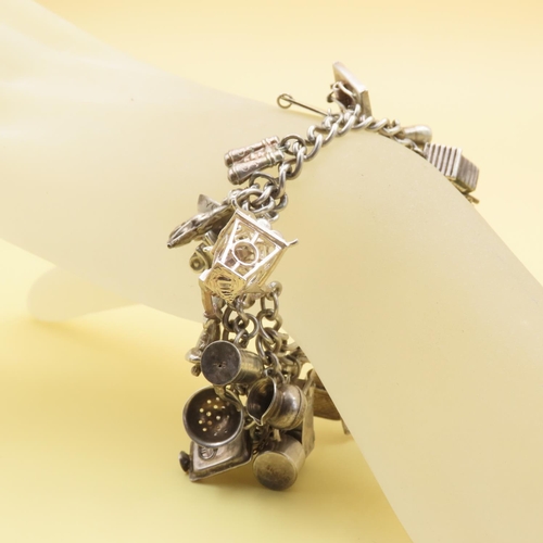 509 - Silver Charm Bracelet 18cm Long