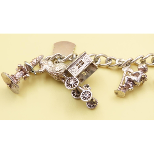 510 - Silver Charm Bracelet 18cm Long