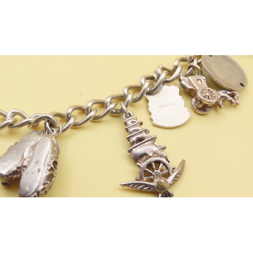 510 - Silver Charm Bracelet 18cm Long