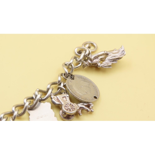 510 - Silver Charm Bracelet 18cm Long