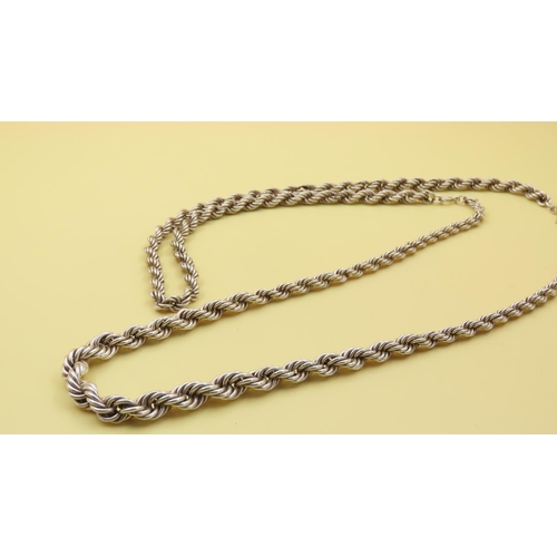 511 - Silver Gradual Rope Chain Necklace 85cm Long