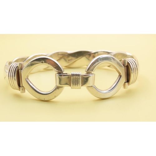 518 - Silver Buckle Design Statement Bracelet Inner Width of 7.5cm and 83.5 Grams