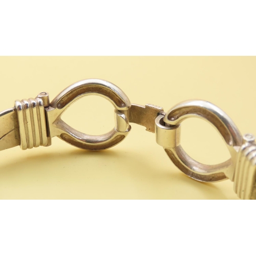 518 - Silver Buckle Design Statement Bracelet Inner Width of 7.5cm and 83.5 Grams