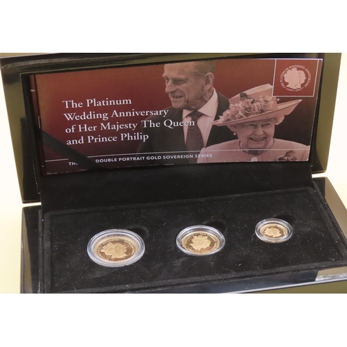 522 - Three Commemorative Gold Sovereign Coins Original Presentation Box Each Mint Encapsulated