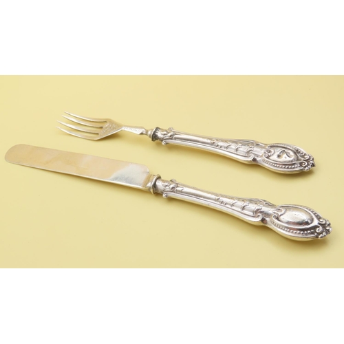 526 - Silver Carriage Knife and Fork 17cm and 14cm Long