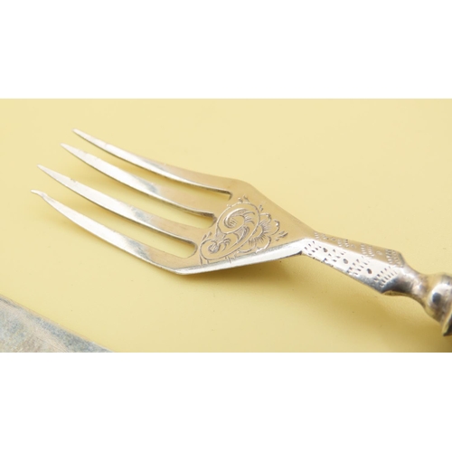 526 - Silver Carriage Knife and Fork 17cm and 14cm Long