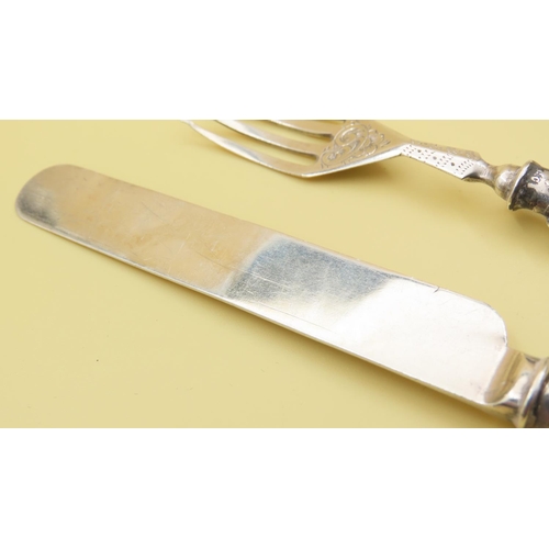 526 - Silver Carriage Knife and Fork 17cm and 14cm Long