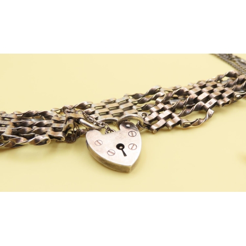 529 - Gate Link Heart Clasp Silver Bracelet and T-Bar Silver Bracelet