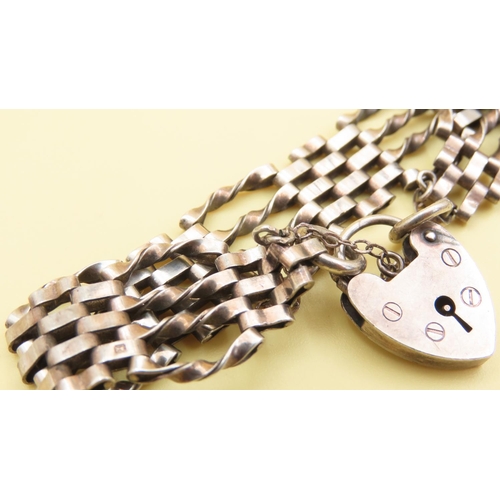 529 - Gate Link Heart Clasp Silver Bracelet and T-Bar Silver Bracelet