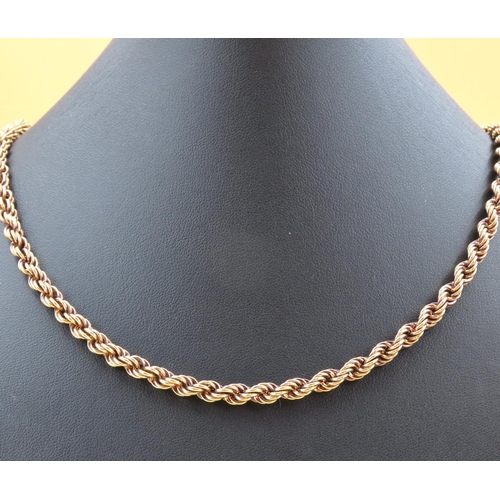 53 - 9 Carat Yellow Gold Rope Chain Necklace 50cm Long