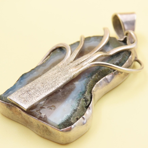 536 - Silver Mounted Vintage Geode Set Pendant 8cm High