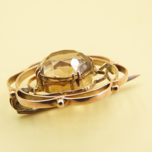 549 - Citrine Flower Motif Brooch Mounted on 9 Carat Yellow Gold Frame with a 3cm Diameter