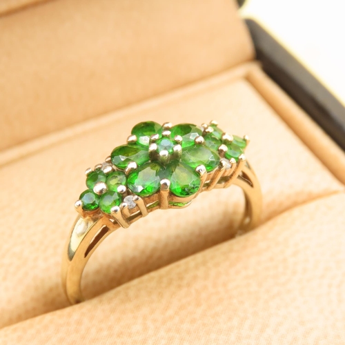 550 - Diopside Set Cluster Ring Mounted on 9 Carat Yellow Gold Band Size T