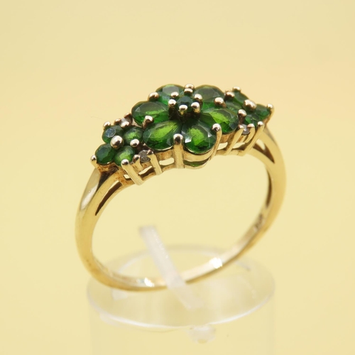 550 - Diopside Set Cluster Ring Mounted on 9 Carat Yellow Gold Band Size T