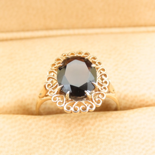 559 - Smoky Quartz Ring Mounted on 9 Carat Yellow Gold Attractively Detailed Band Size N