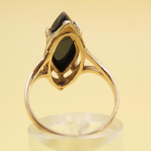 560 - Marquise Cut Onyx Ring Mounted on 9 Carat Yellow Gold Band Size O and a Half