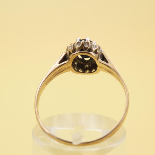 566 - Sapphire and Diamond Cluster Ring Mounted on 9 Carat Yellow Gold Band Size R and a Half