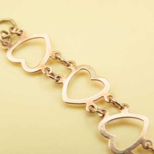 571 - 9 Carat Yellow Gold Heart Link Bracelet 18cm Long