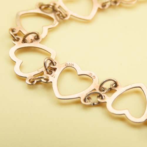 571 - 9 Carat Yellow Gold Heart Link Bracelet 18cm Long