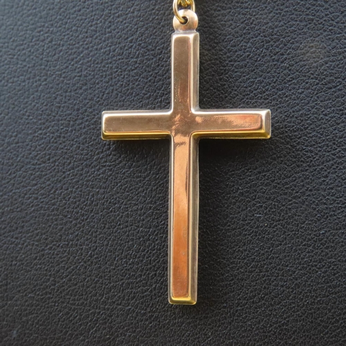 572 - 9 Carat Yellow Gold Cross Pendant 4cm Drop Further Set on a 9 Carat Yellow Gold Chain 50cm Long