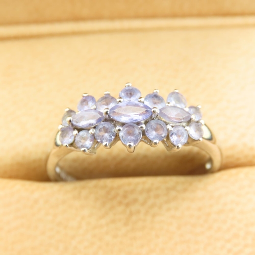 583 - Pale Amethyst Cluster Ring Mounted on 9 Carat White Gold Band Size T