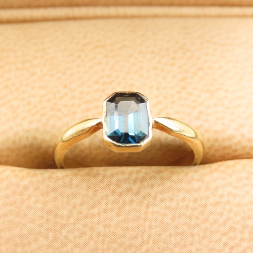 590 - Emerald Cut Sapphire Ring Mounted on 18 Carat Yellow Gold Band Size H and a Half