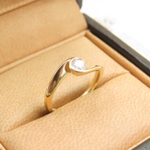 591 - Half Bezel Set Diamond Solitaire Ring Mounted on 18 Carat Yellow Gold Band Size L