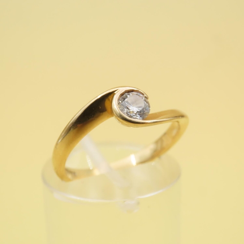 591 - Half Bezel Set Diamond Solitaire Ring Mounted on 18 Carat Yellow Gold Band Size L